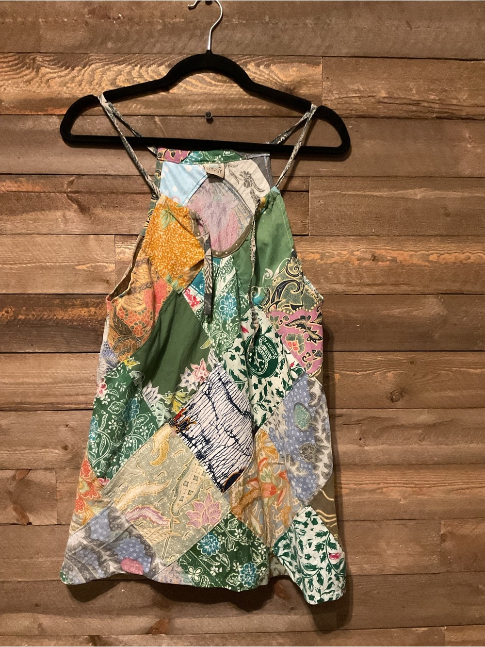 Jaded Gypsy Green Patchwork Sleeveless Top Women’s Size S/M